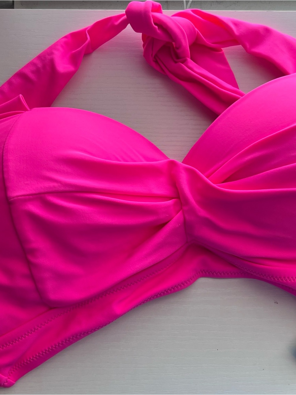 Vibrant Fuchsia Twist Halter Bikini Top